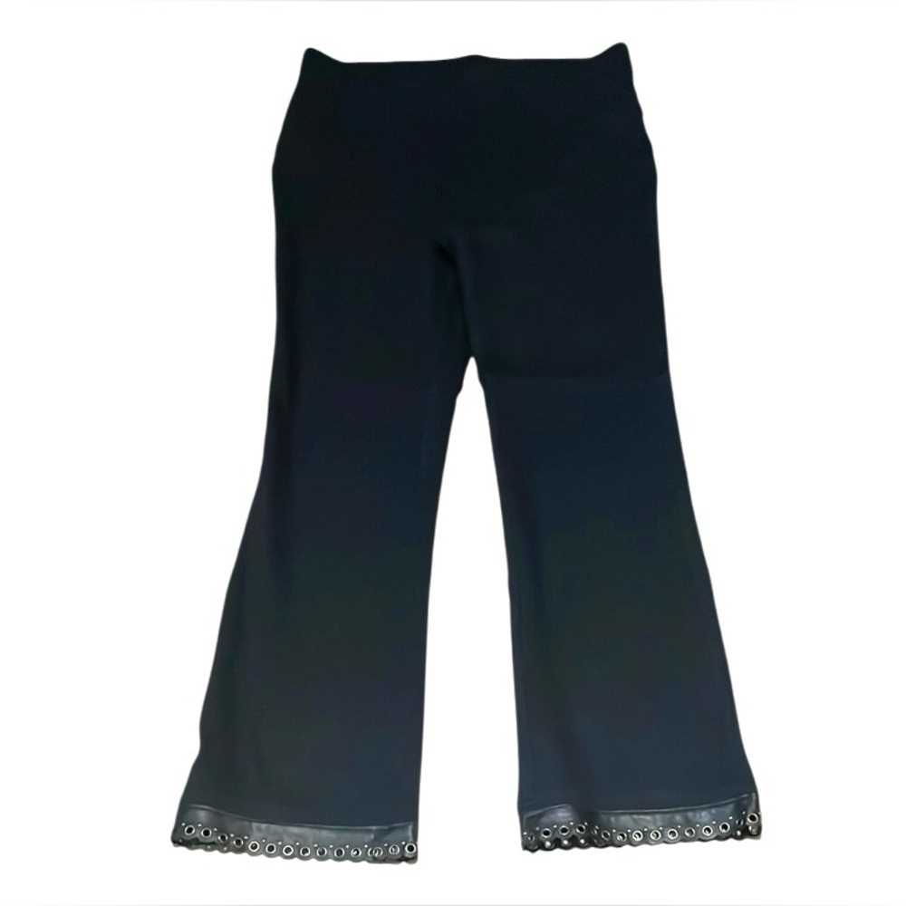Style & Co Flare pants Black Grommet & faux leather details at hem Plus Size 14W
